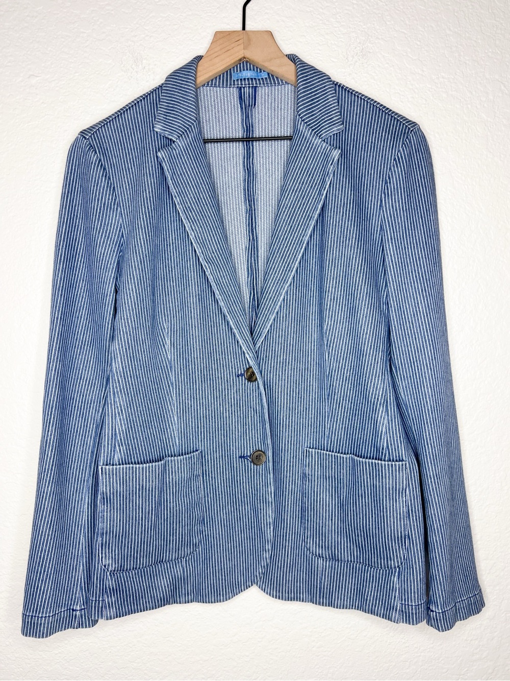 J. McLaughlin Jude Blazer Knit Denim Stripe Stretch size Medium